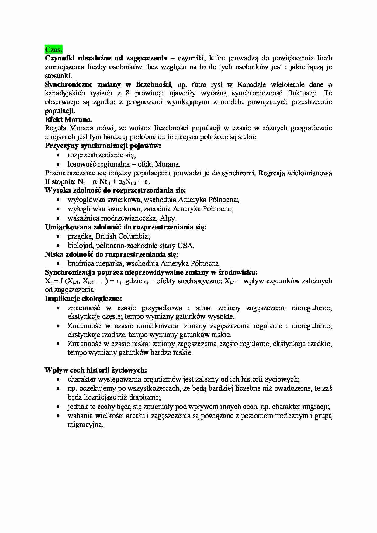 Czas a rozwój populacji - omówienie - strona 1