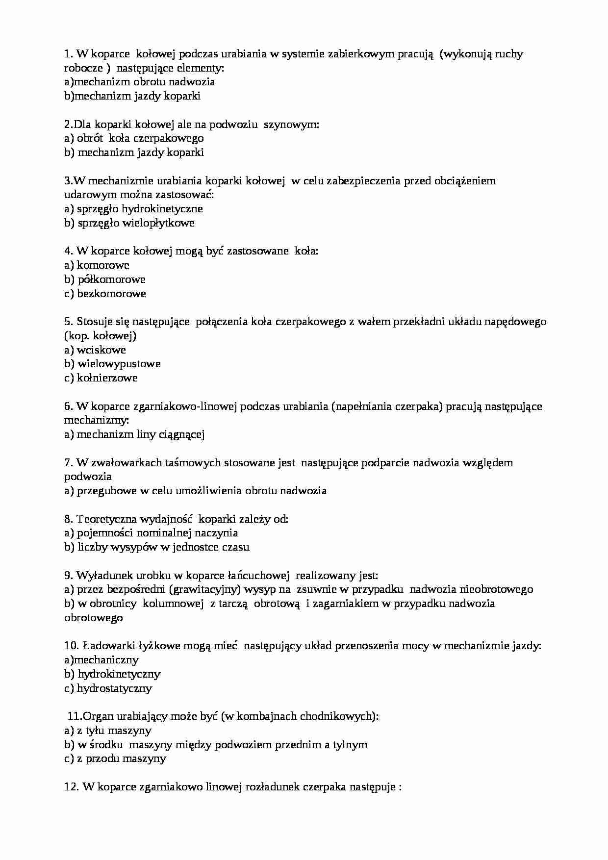 maszyny górnicze - pytania - strona 1