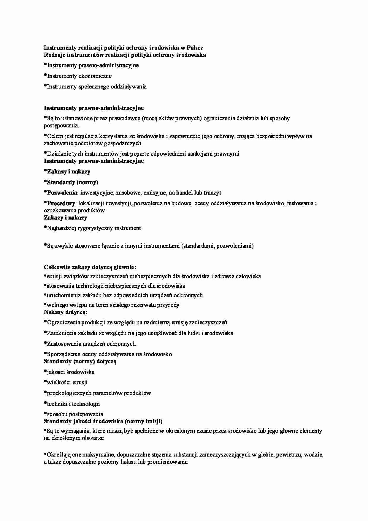 Instrumenty realizacji polityki ochrony środowiska w Polsce - omówienie - strona 1