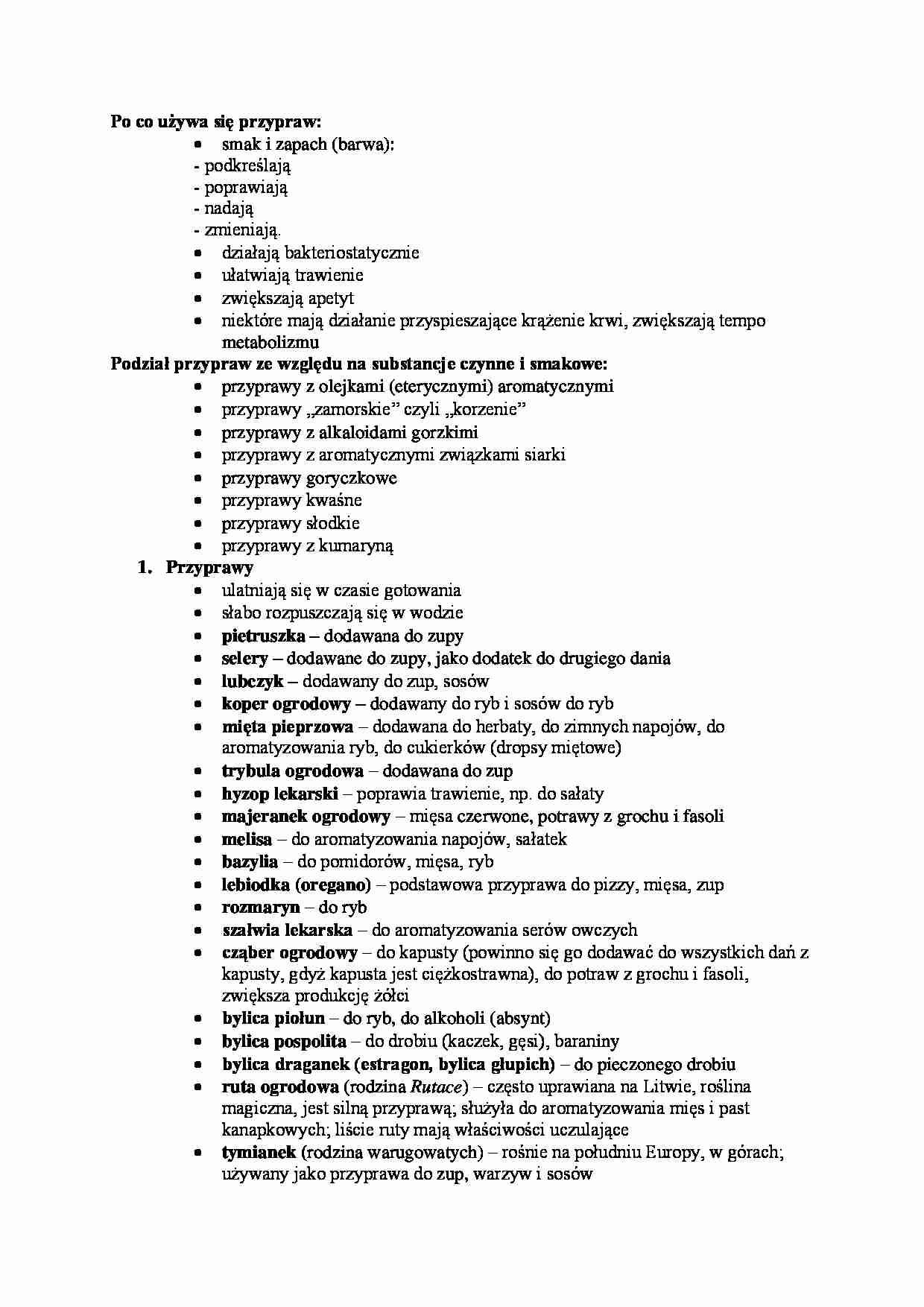 Po co używa się przypraw - omówienie - strona 1