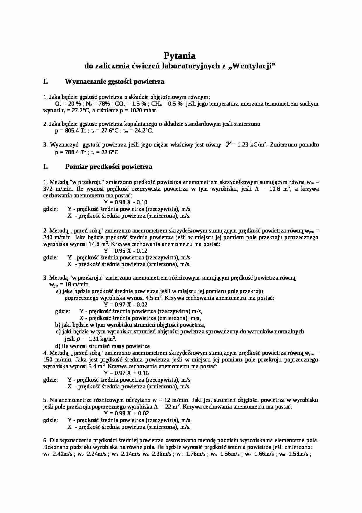wentylacja kopalń - pytania - strona 1