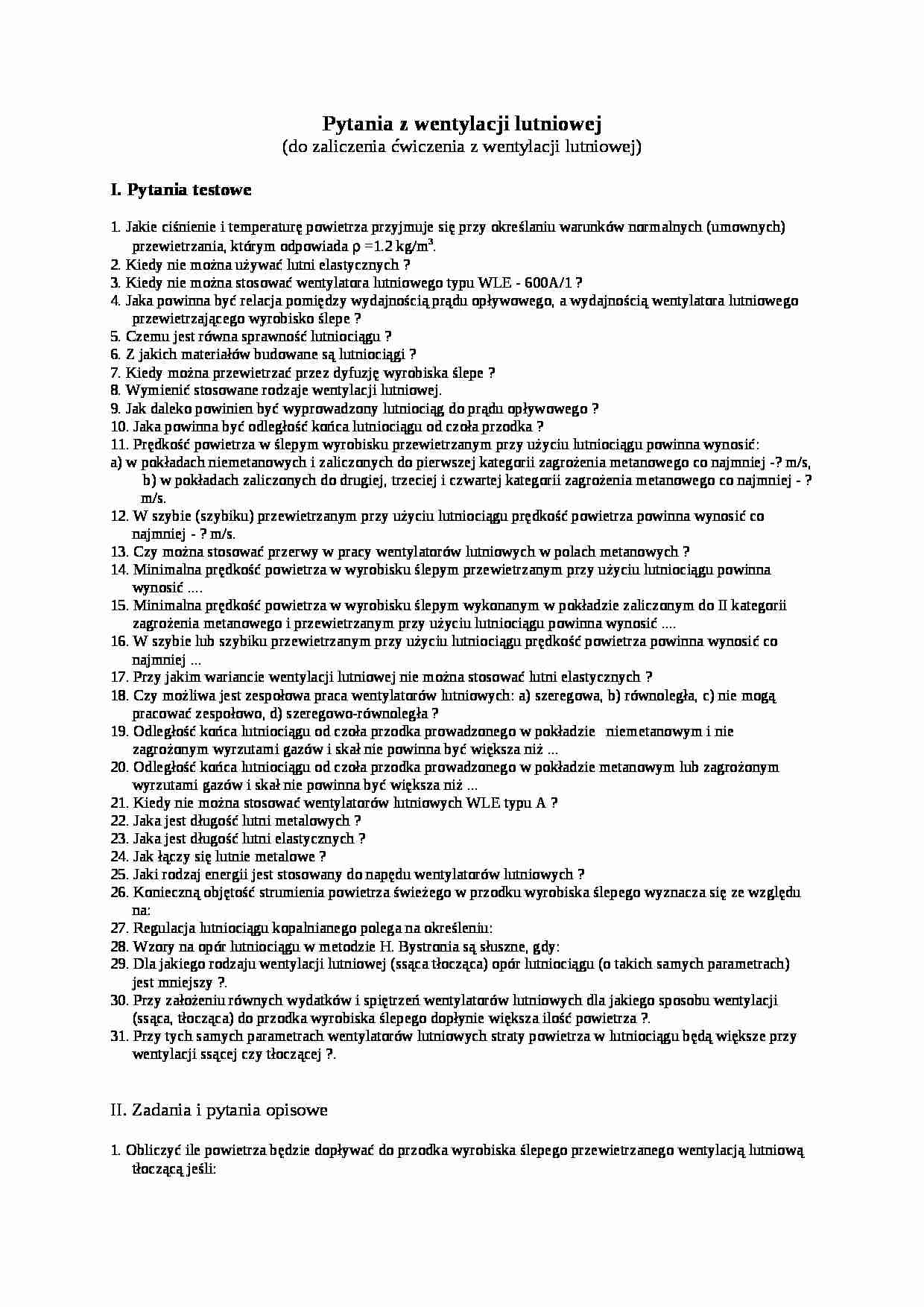 pytania z wentylacji lutniowej - omówienie - strona 1