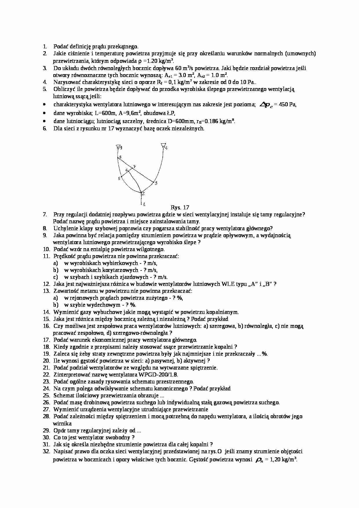 wentylacja kopalń - Test Zestaw IV - strona 1