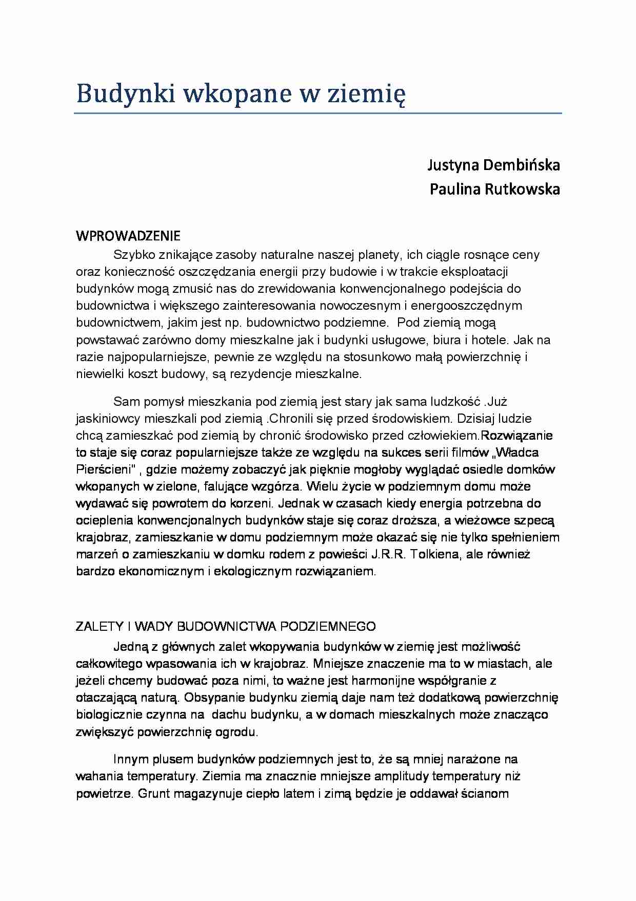 Budynki wkopane w ziemię - omówienie - strona 1