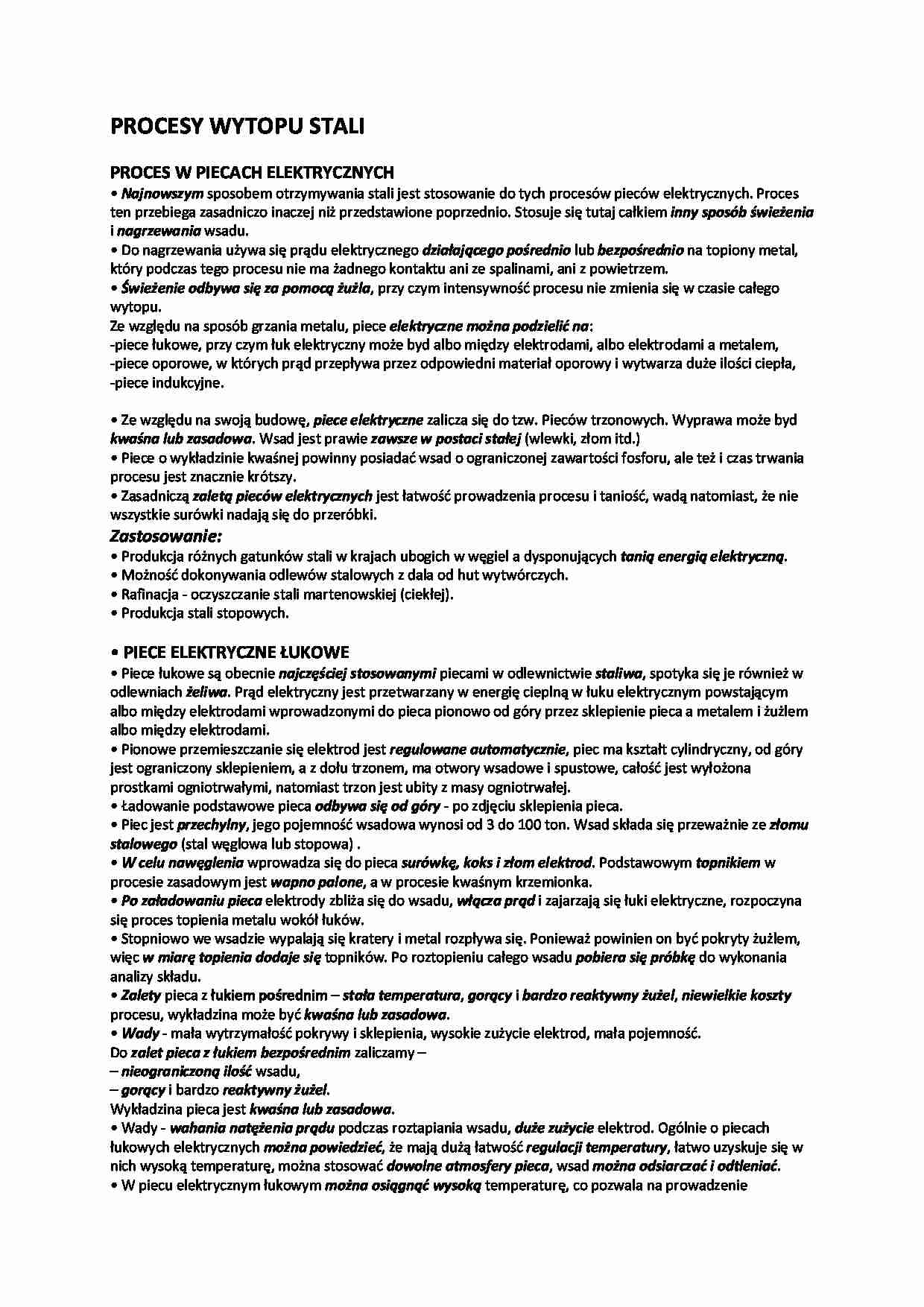 Procesy wytopu stali - omówienie - strona 1