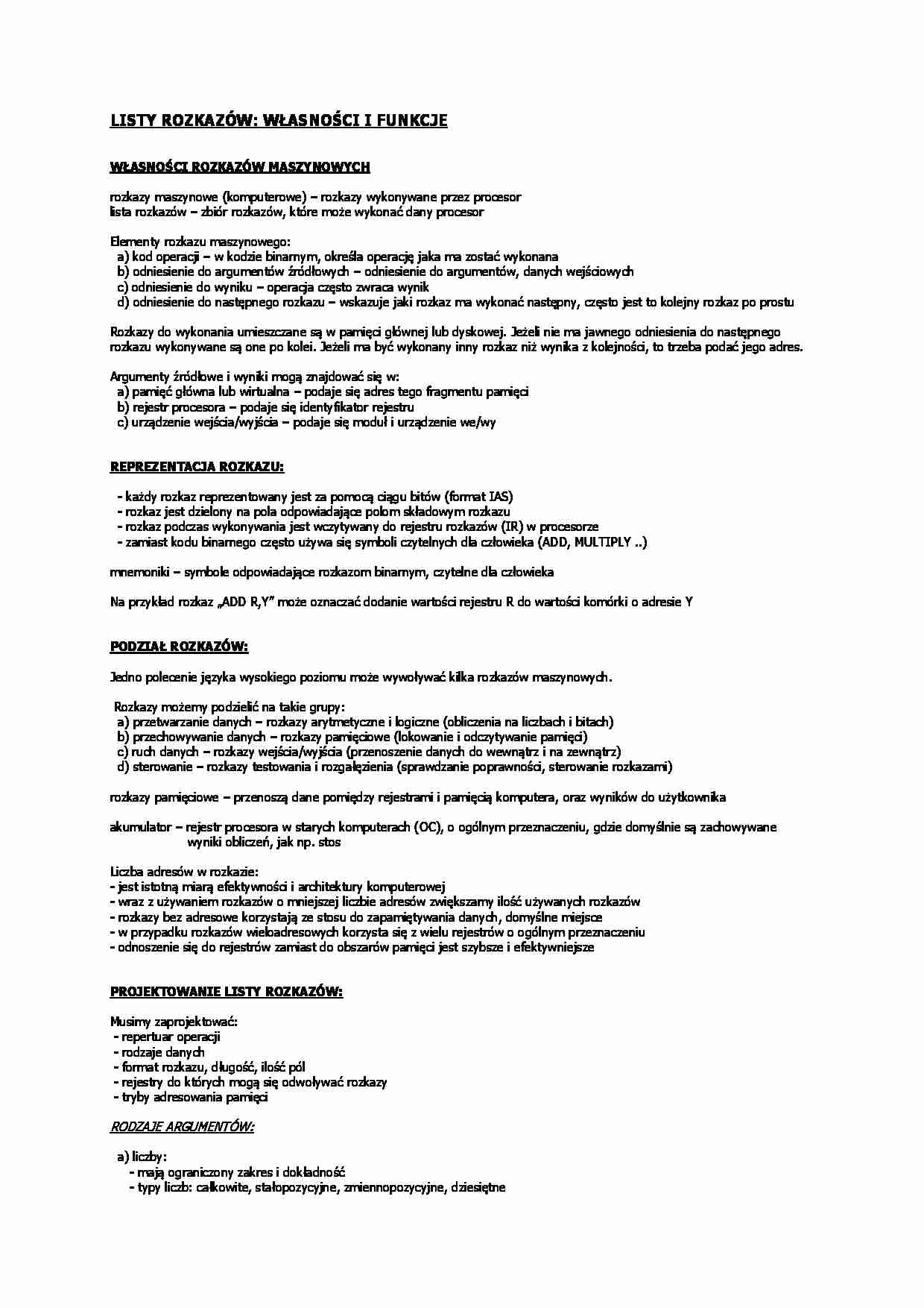 Listy rozkazów - omówienie - strona 1