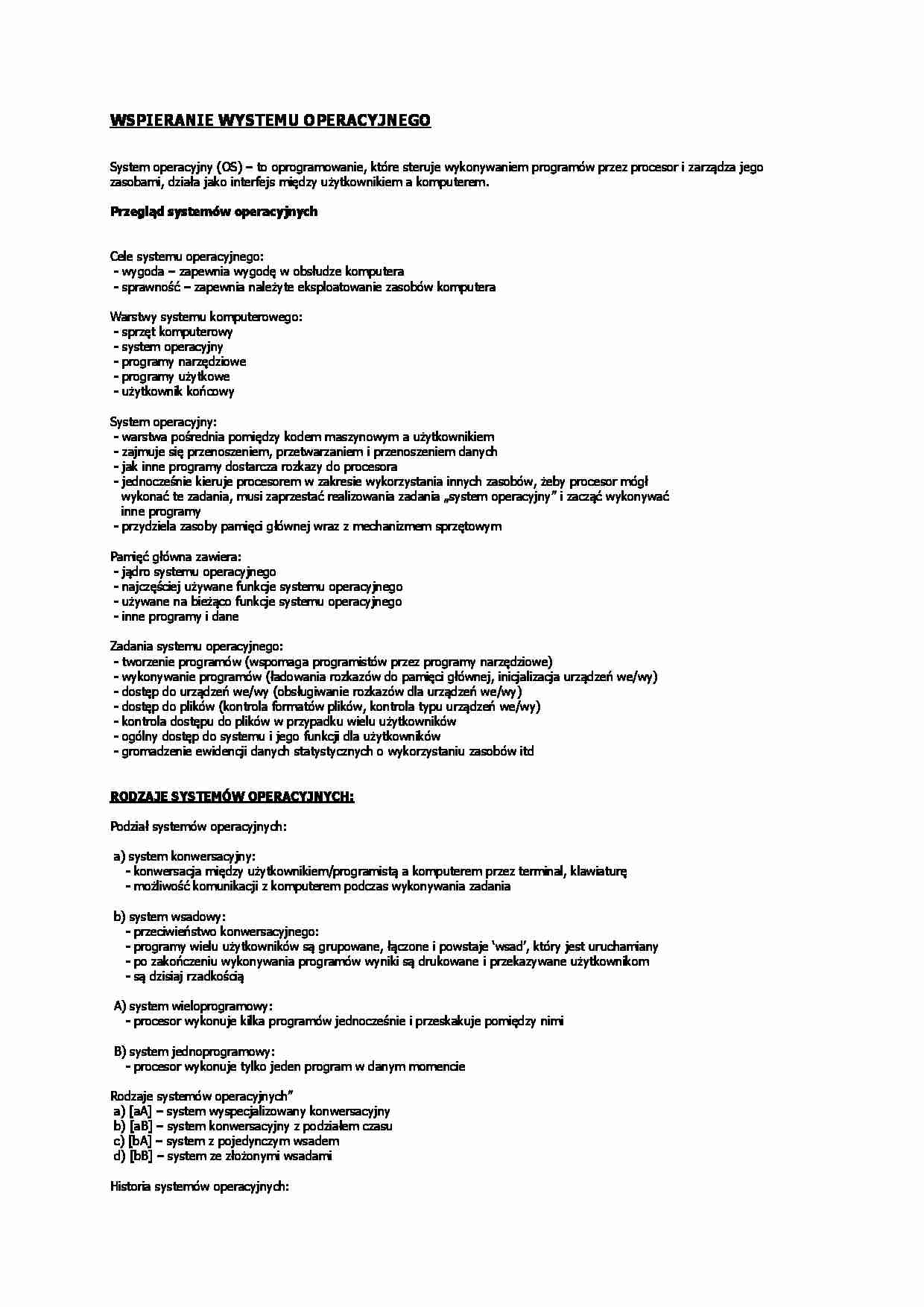 Wspieranie systemu operacyjnego - omówienie - strona 1