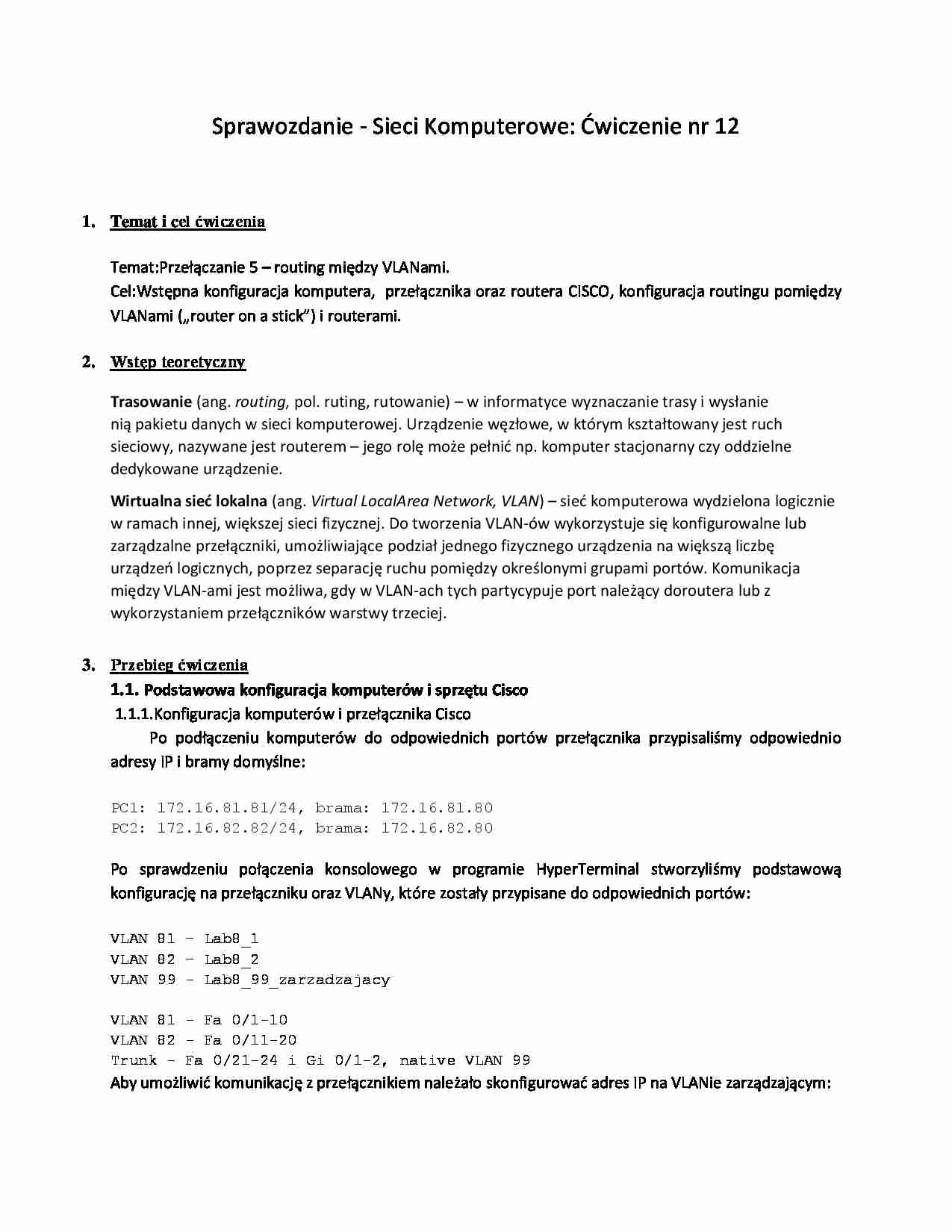 Przełączanie 5 - routing między VLANami - omówienie - strona 1