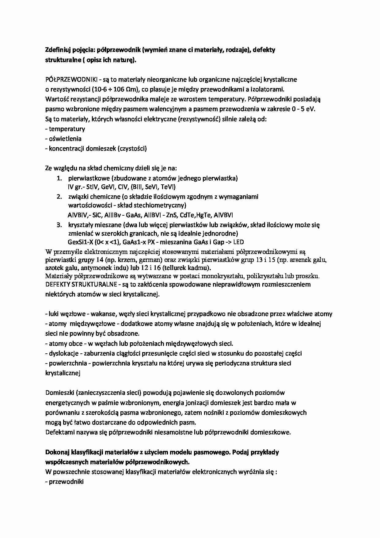 klasyfikacja materiałów z użyciem modelu pasmowego  - omówienie - strona 1