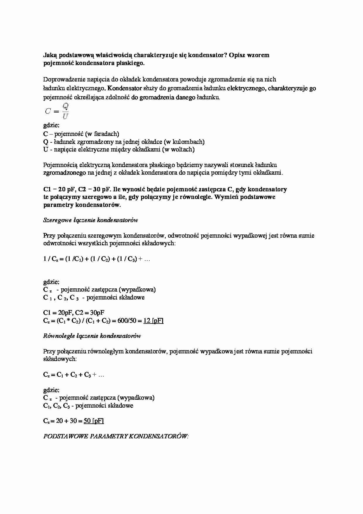 kondensator - omówienie - strona 1