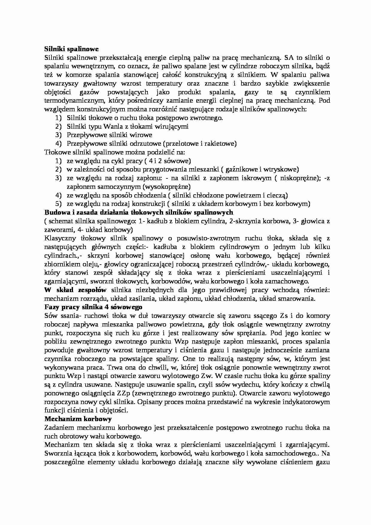 Silniki spalinowe - omówienie - strona 1