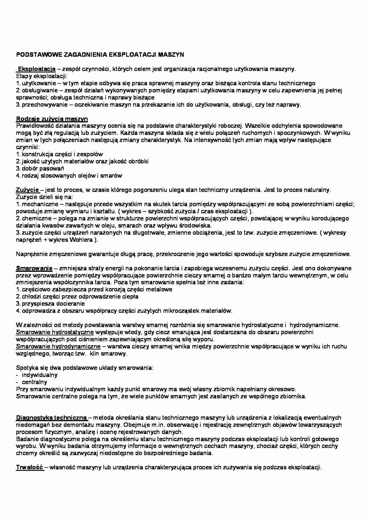 Podstawowe zagadnienia eksplotacji maszyn - omówienie - strona 1