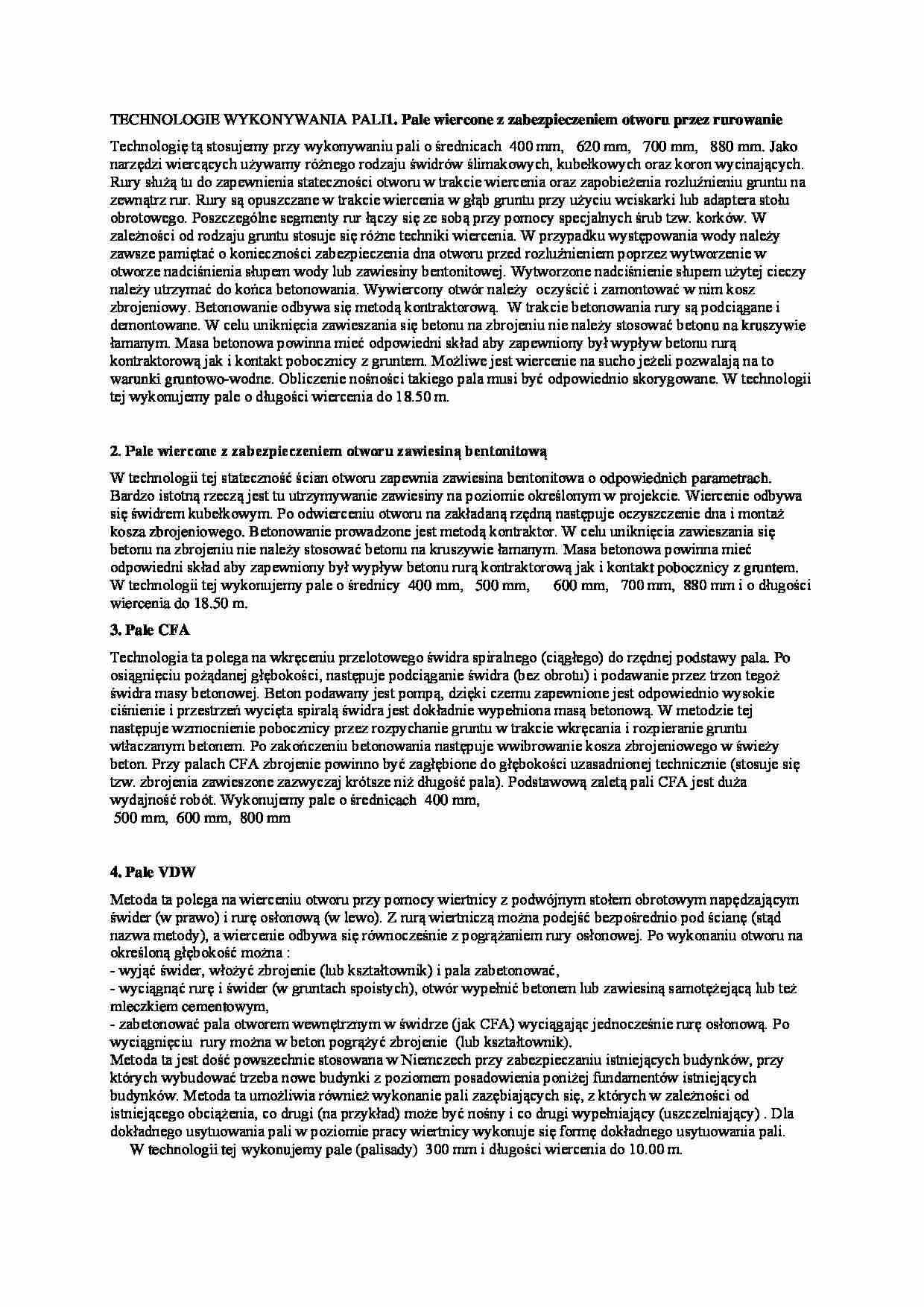 Technologie wykonywania pali - omówienie - strona 1