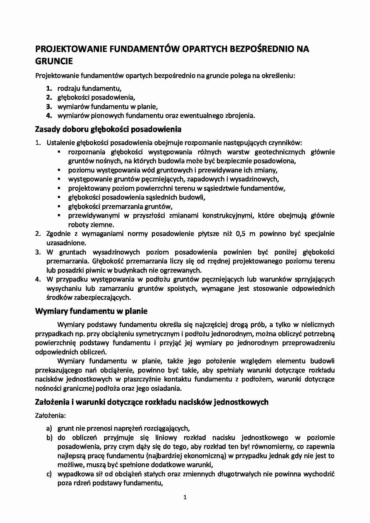 Fundamenty posadowienie bezpośrednie - omówienie - strona 1