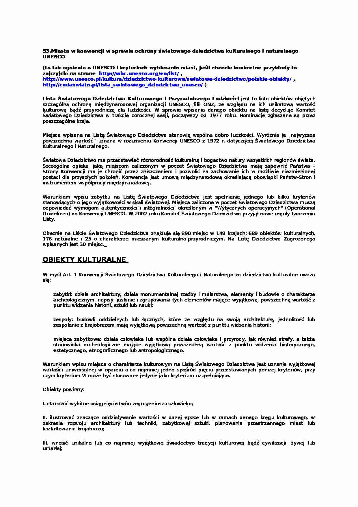 Miasta w konwencji w sprawie ochrony UNESCO - omówienie - strona 1