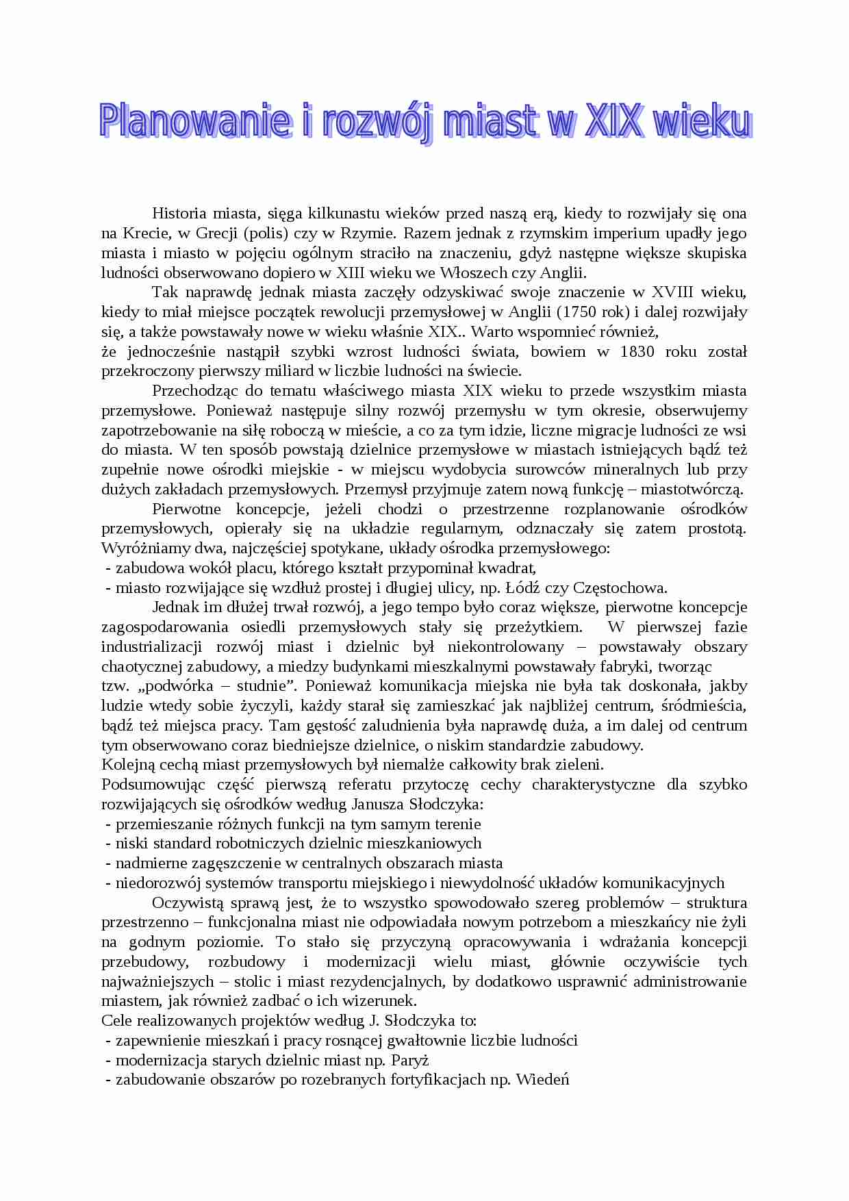 Miasta XIX wieczne - omówienie - strona 1