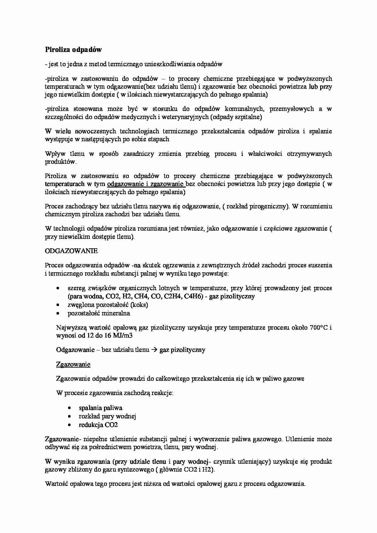 Piroliza odpadów - omówienie - strona 1