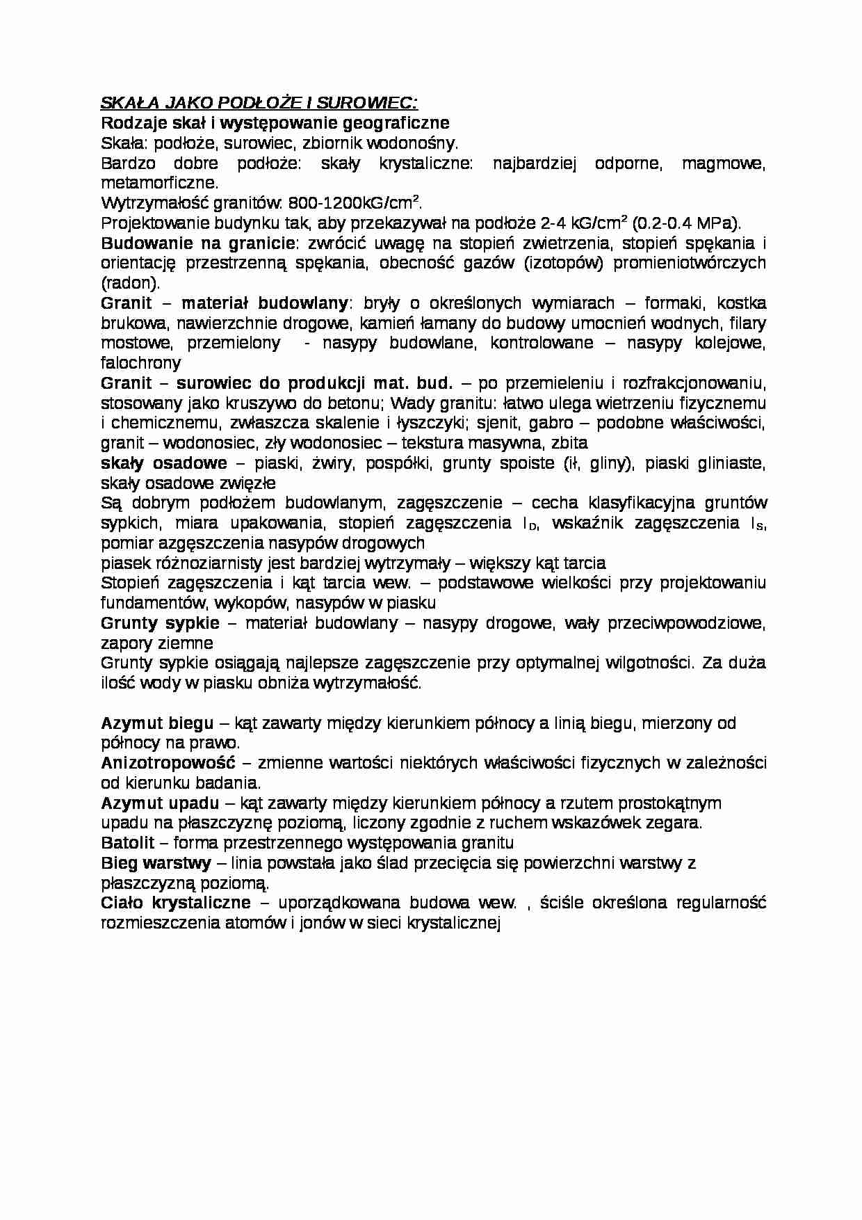 skała jako podłoże i surowiec - omówienie - strona 1