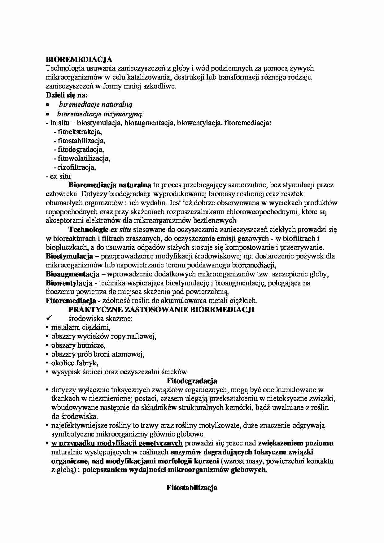 Bioremediacja - omówienie - strona 1