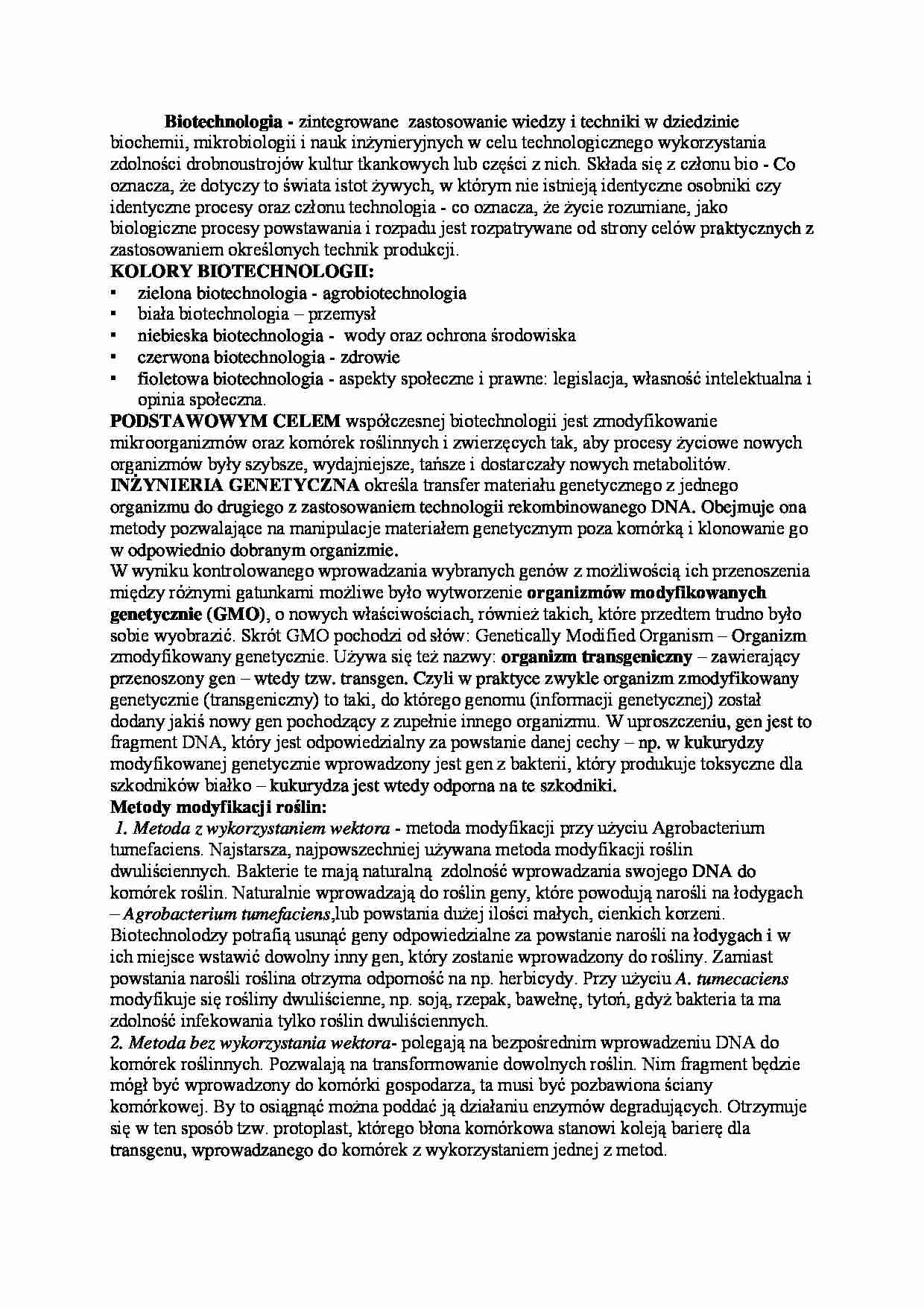 Biotechnologia - omówienie - strona 1