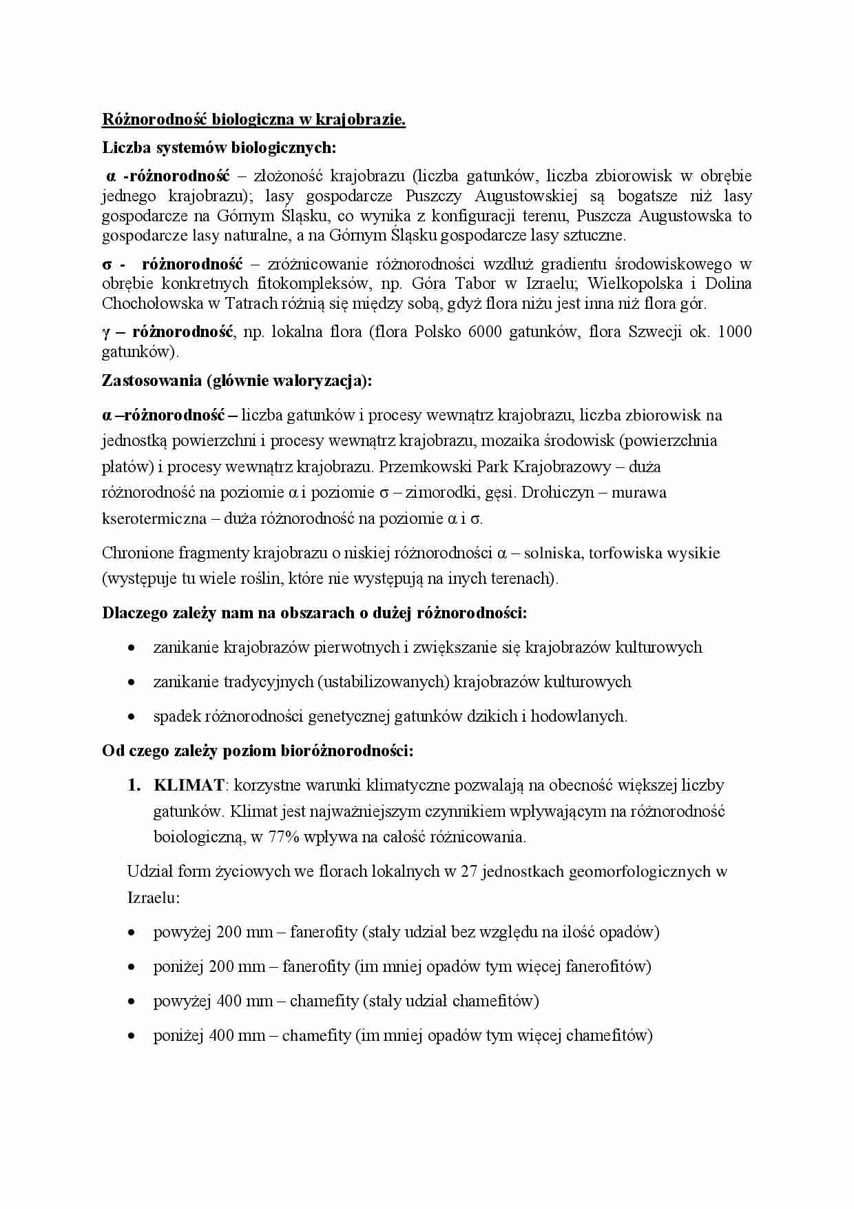Różnorodność biologiczna w krajobrazie - omówienie - strona 1