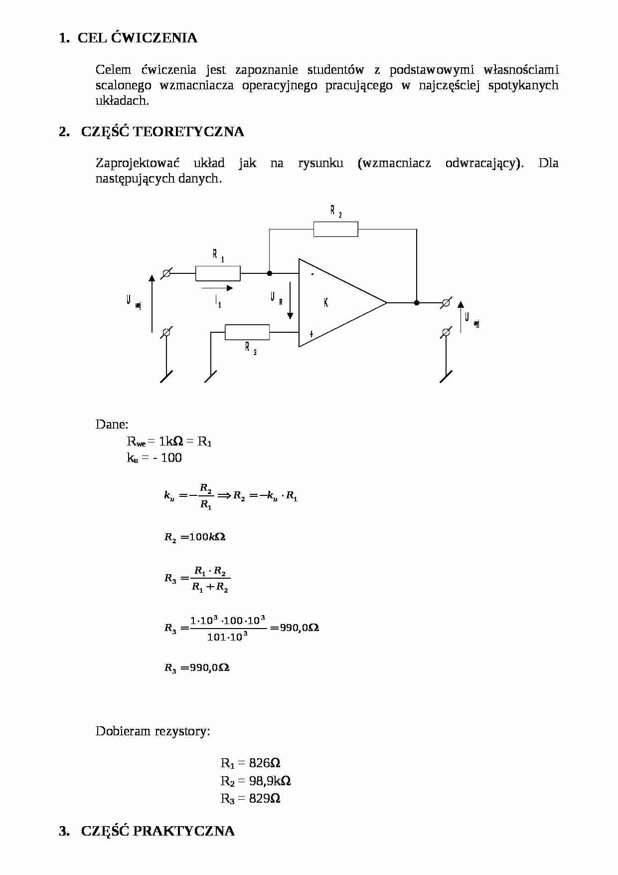 Wzmacniacz operacyjny sprawdzian  - strona 1