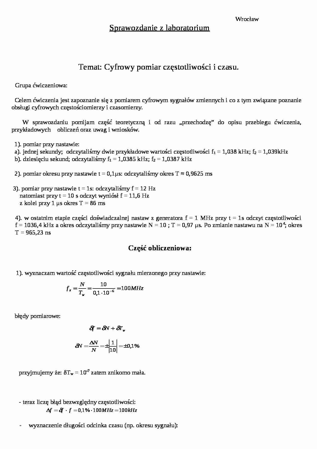 cyfrowy pomiar częstotliwości i czasu sprawdzian - strona 1