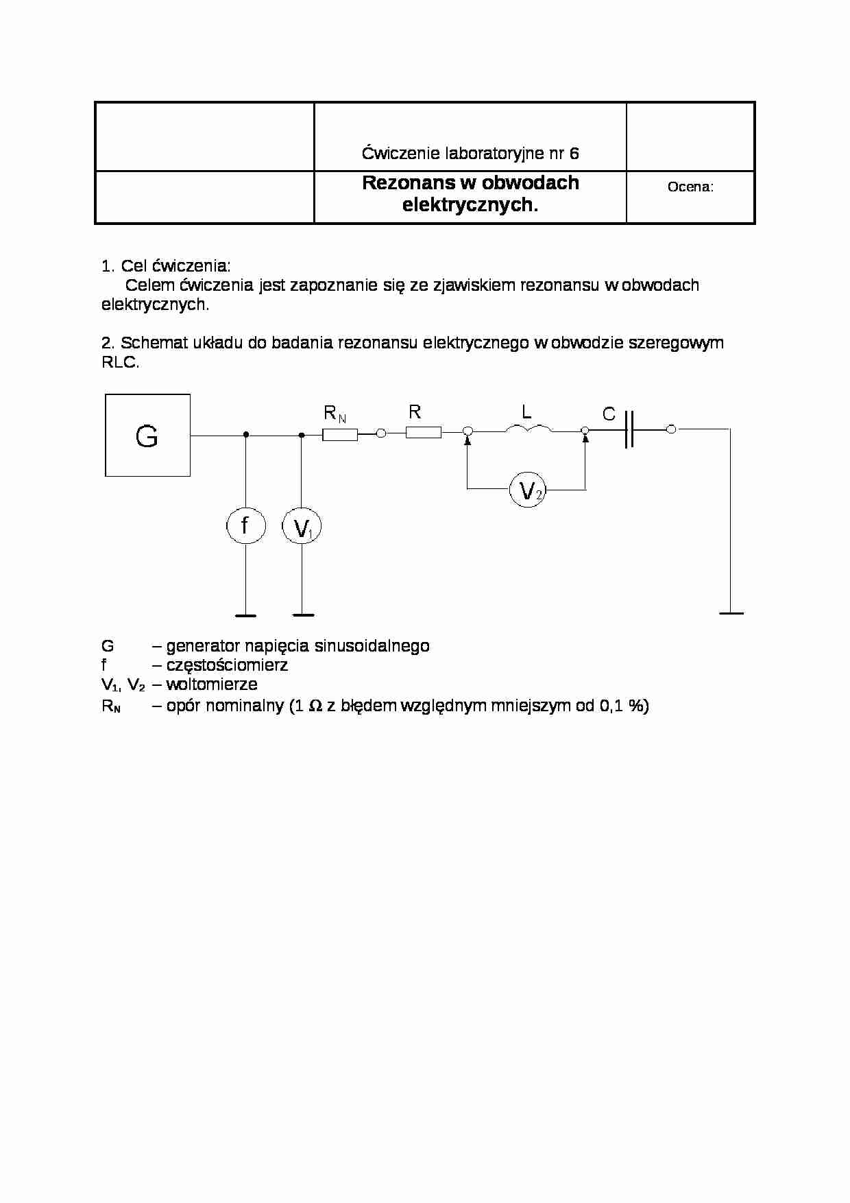 Rezonans w obwodach elektrycznych - sprawdzian - strona 1