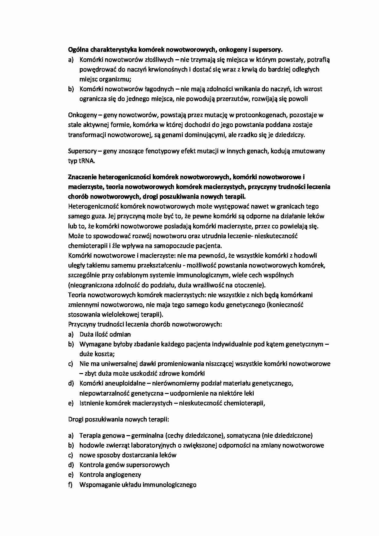 Ogólna charakterystyka komórek nowotworowych - omówienie - strona 1