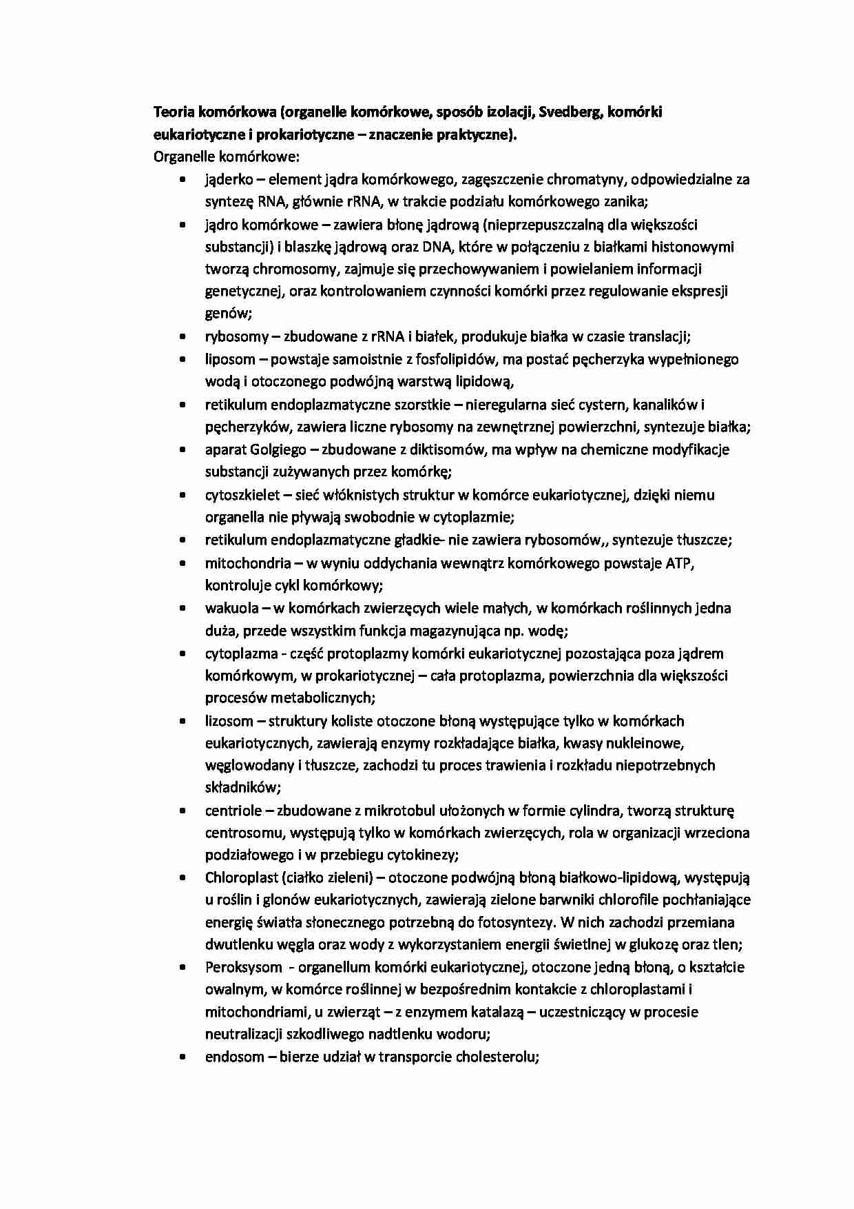 Teoria komórkowa - omówienie - strona 1