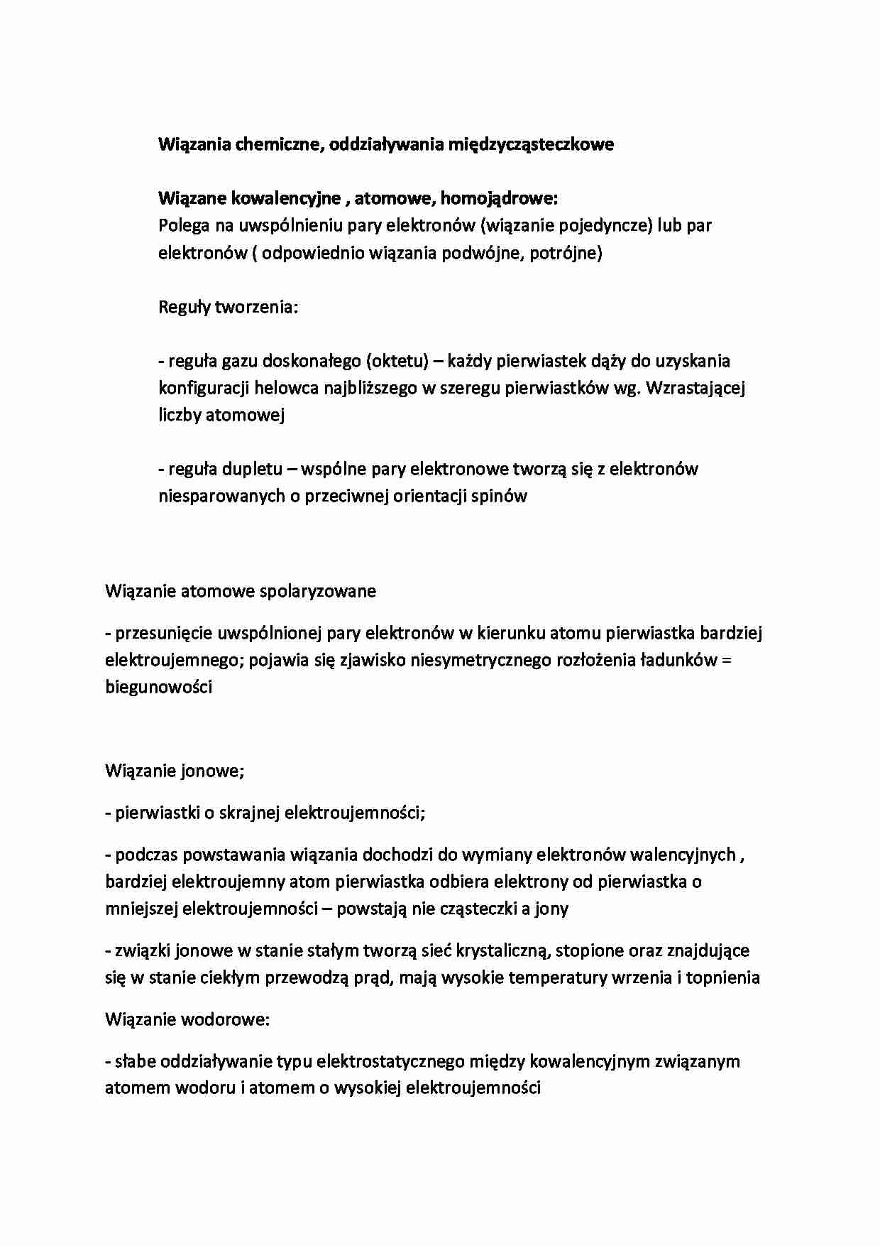 Wiązania chemiczne - omówienie - strona 1