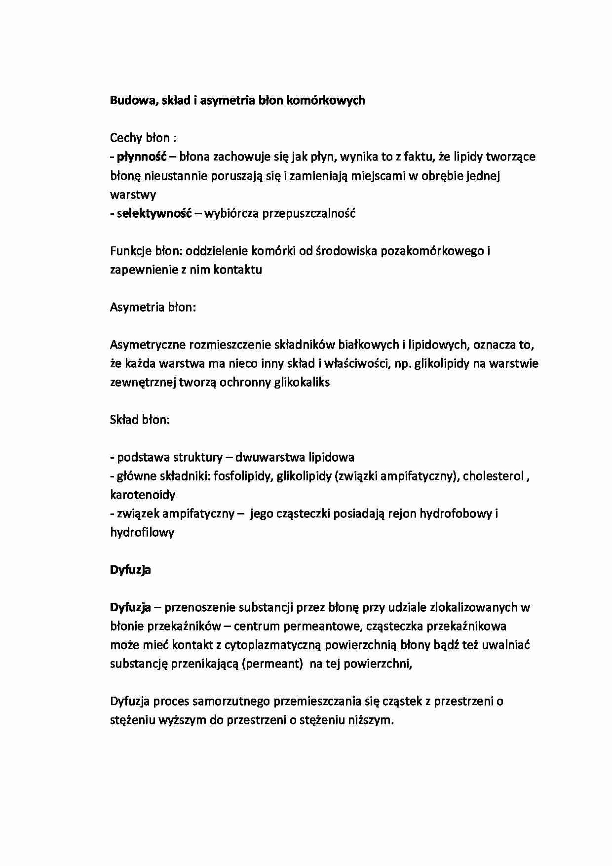 błona komórkowa budowa i procesy - omówienie - strona 1