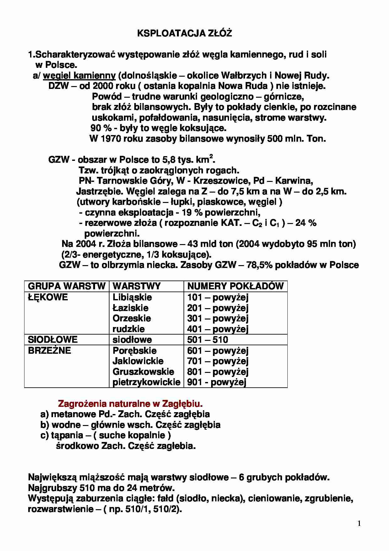 Eksplotacja złóż - omówienie - strona 1