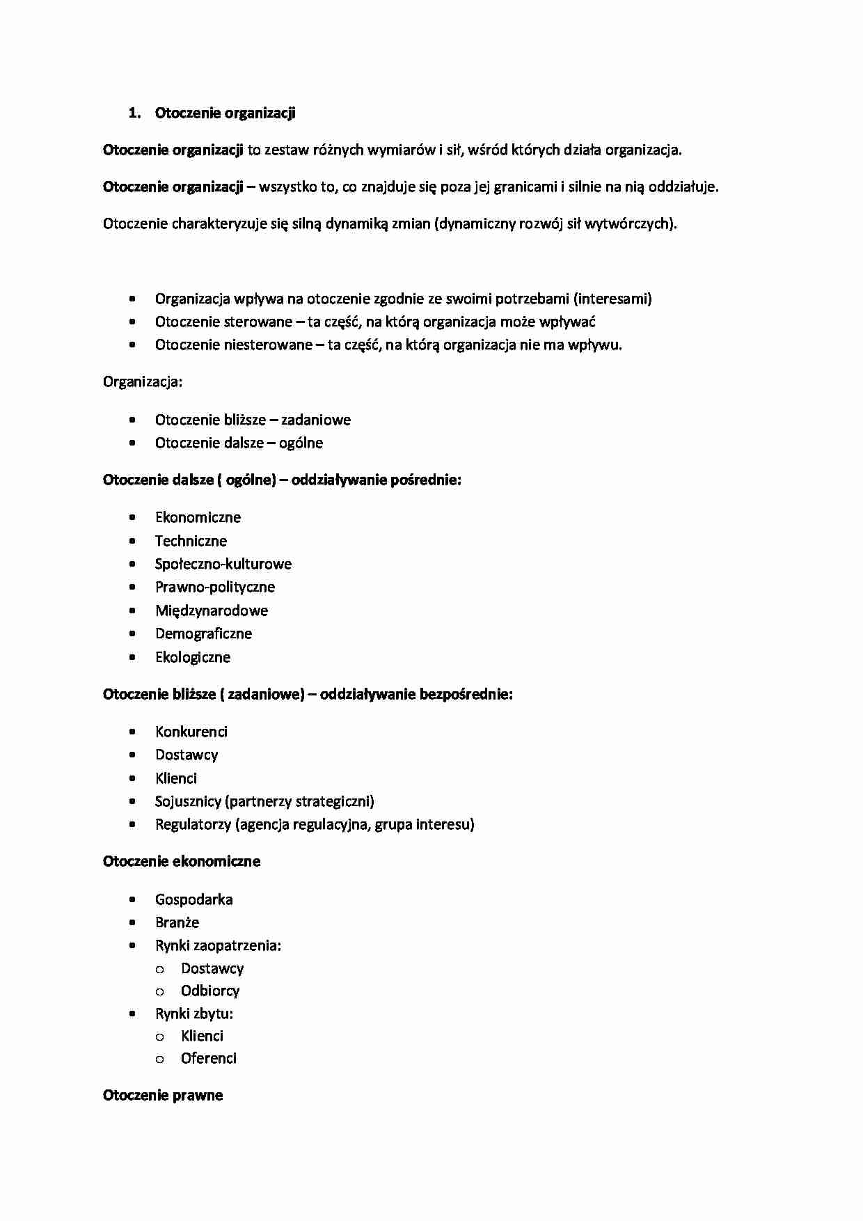 Otoczenie organizacji  - omówienie - strona 1