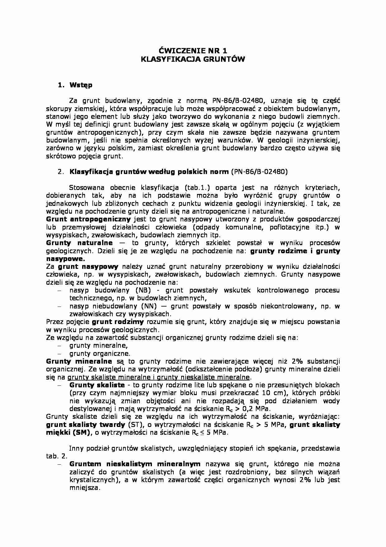 Klasyfikacja gruntów - omówienie zagadnienia - strona 1