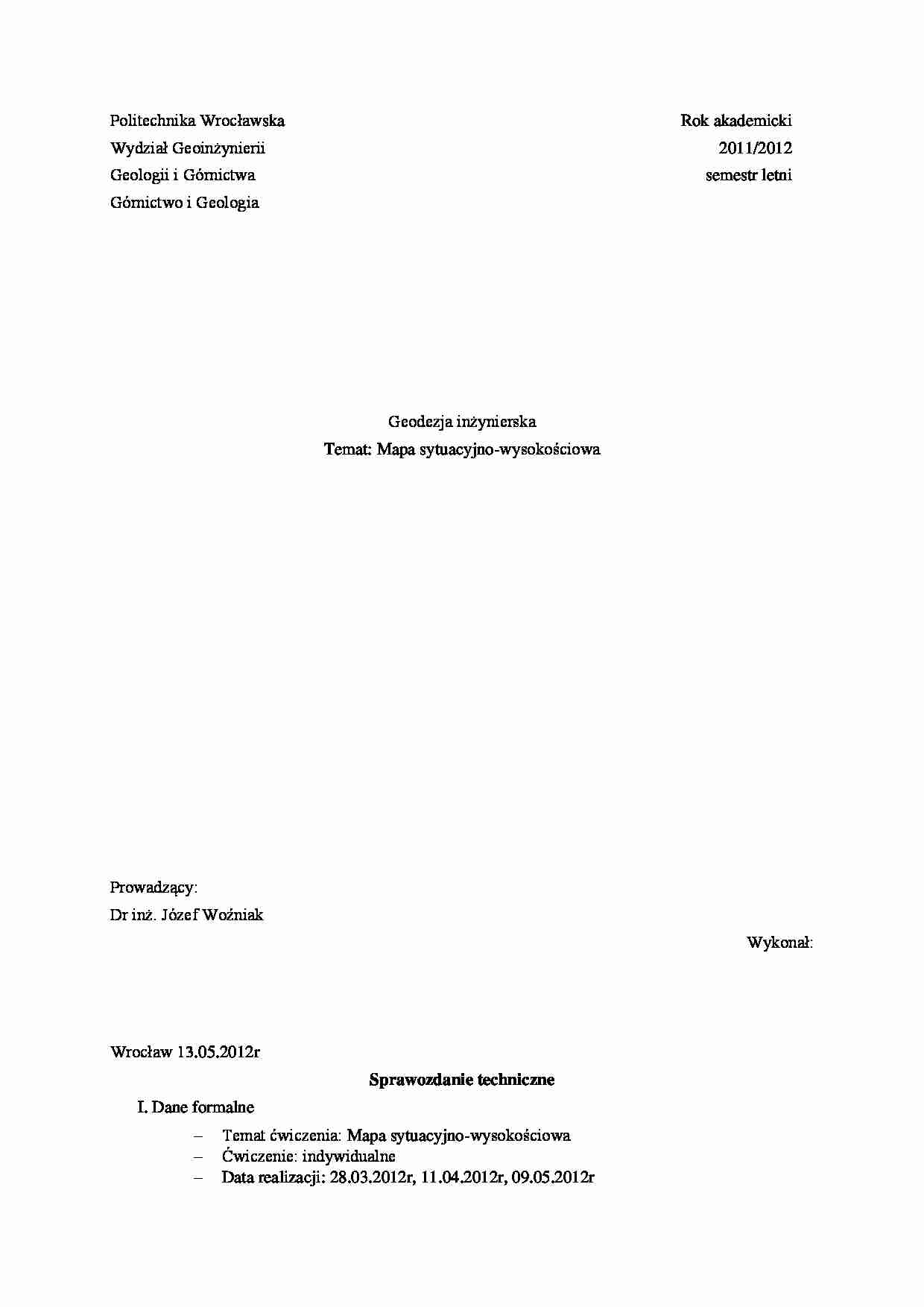 Mapa sytuacyjno-wysokościowa - omówienie - strona 1