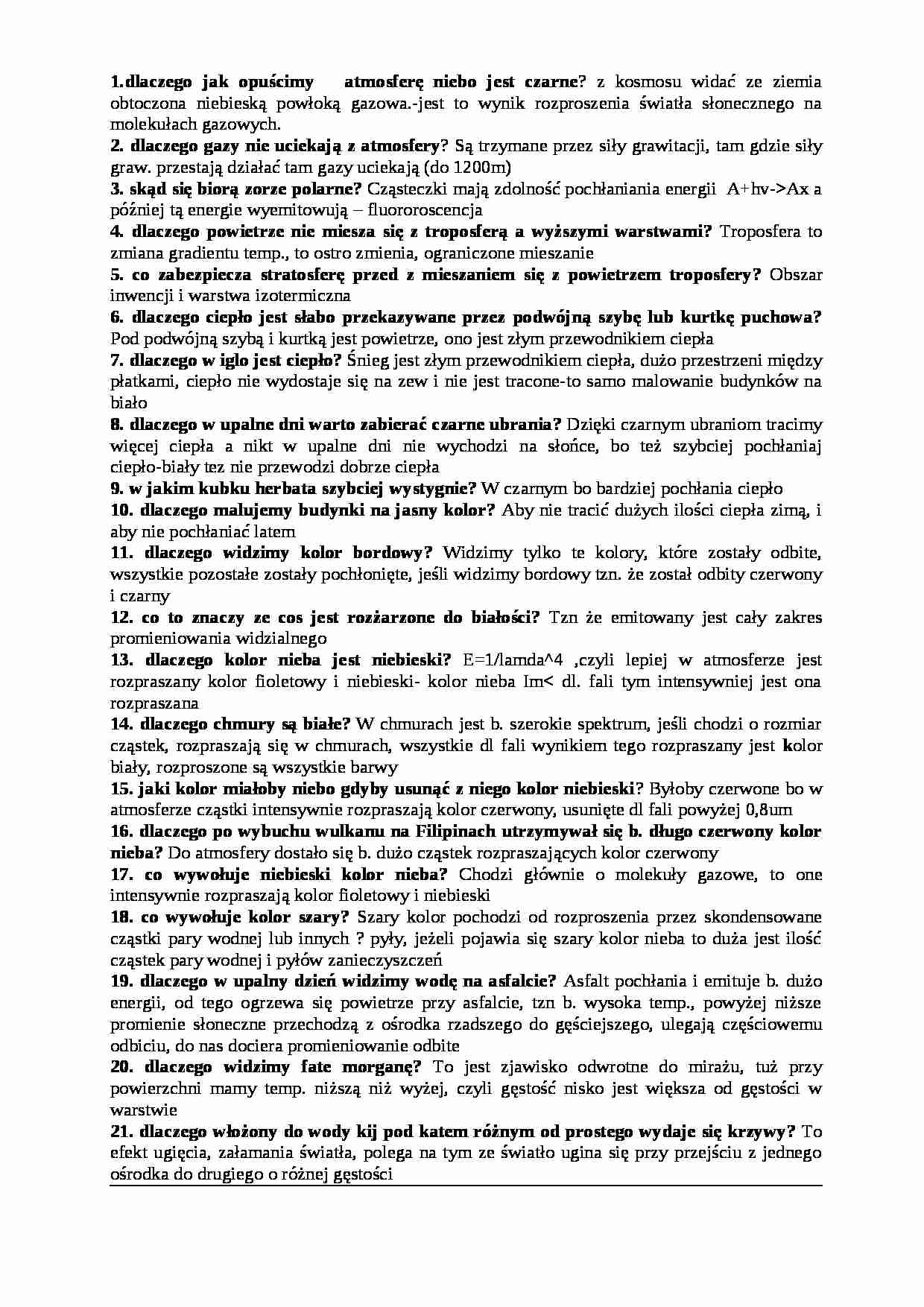 Klimatologia i meteorologia - 109 opracowanych pytań - strona 1