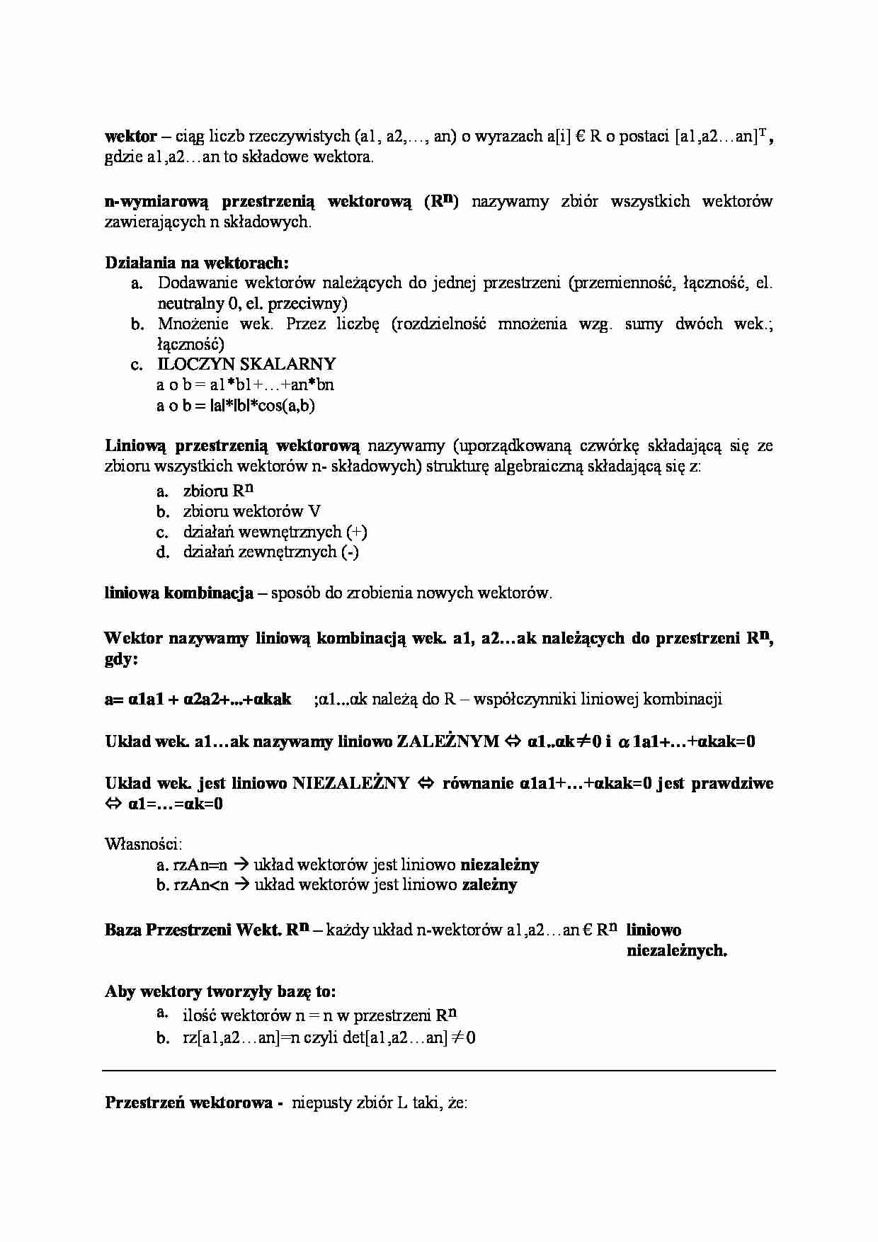 Wektor i działanie na wektorach  - omówienie - strona 1