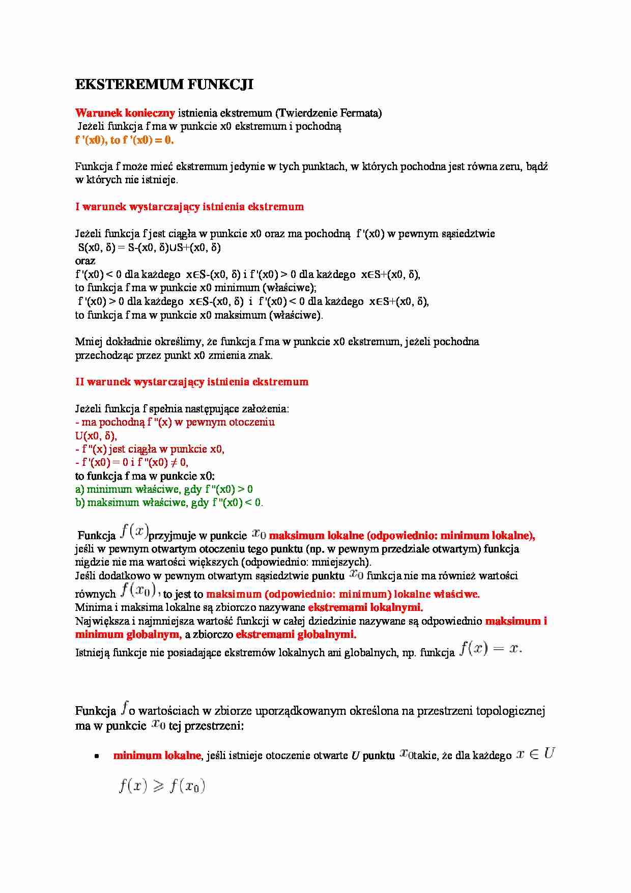 Ekstremum funkcji - omówienei - strona 1