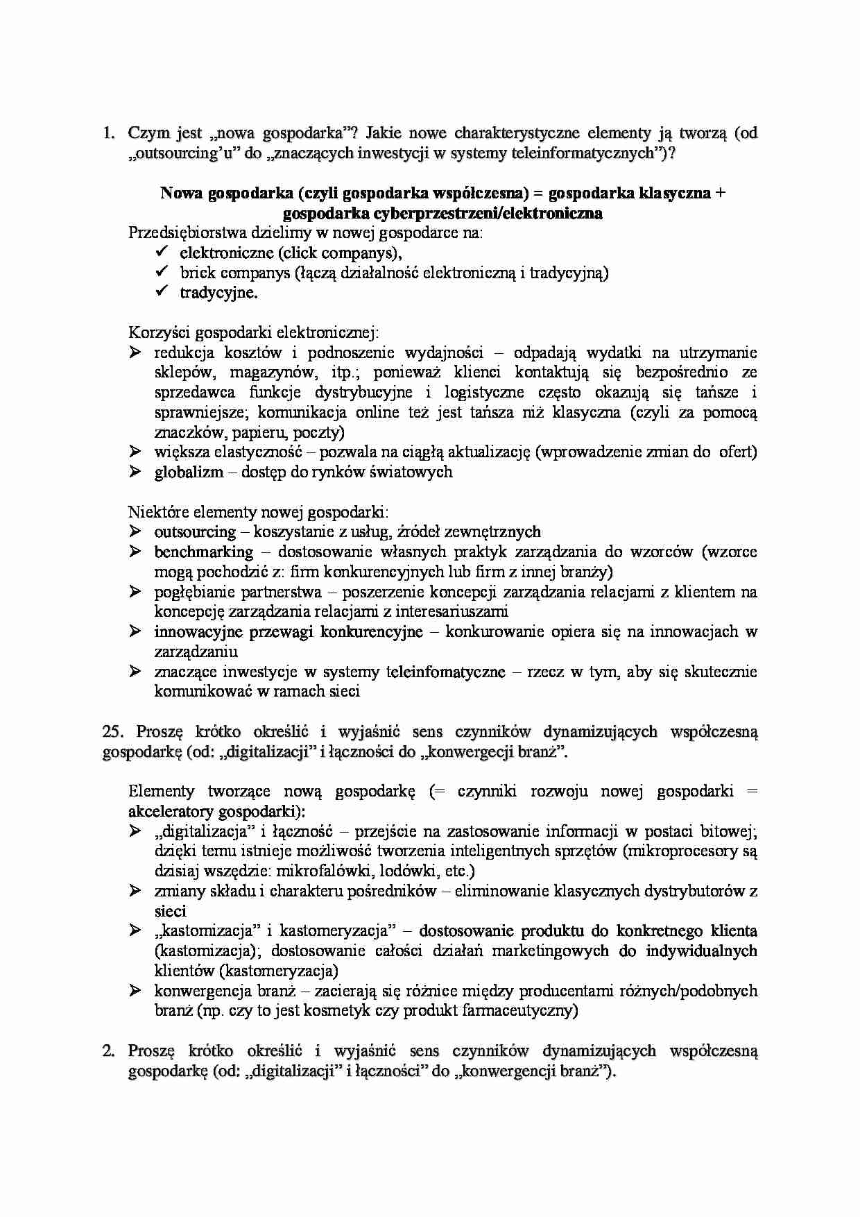 Gospodarka elektroniczna - pytania i odpowiedzi - strona 1