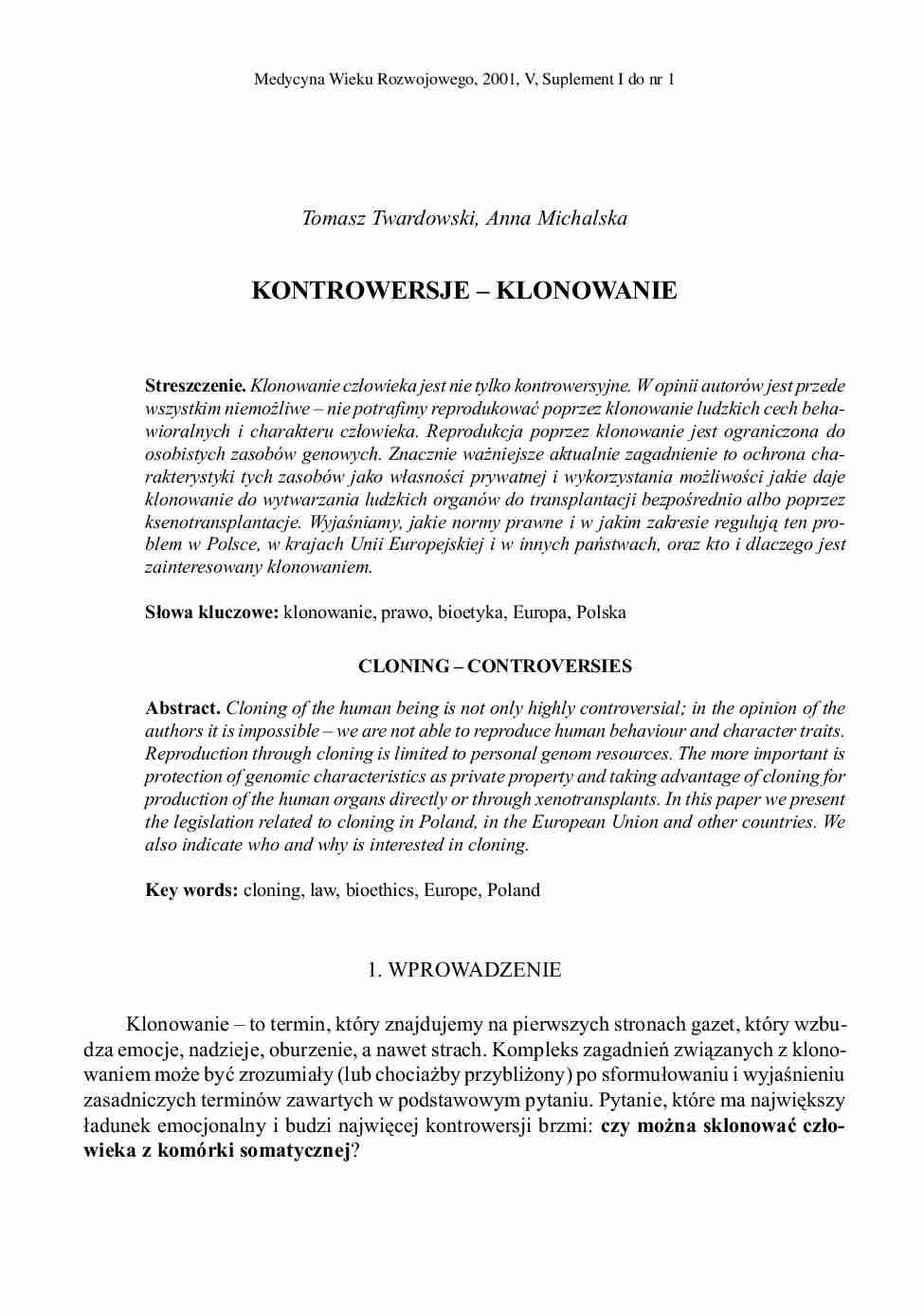 Klonowanie- kontrowersje - strona 1