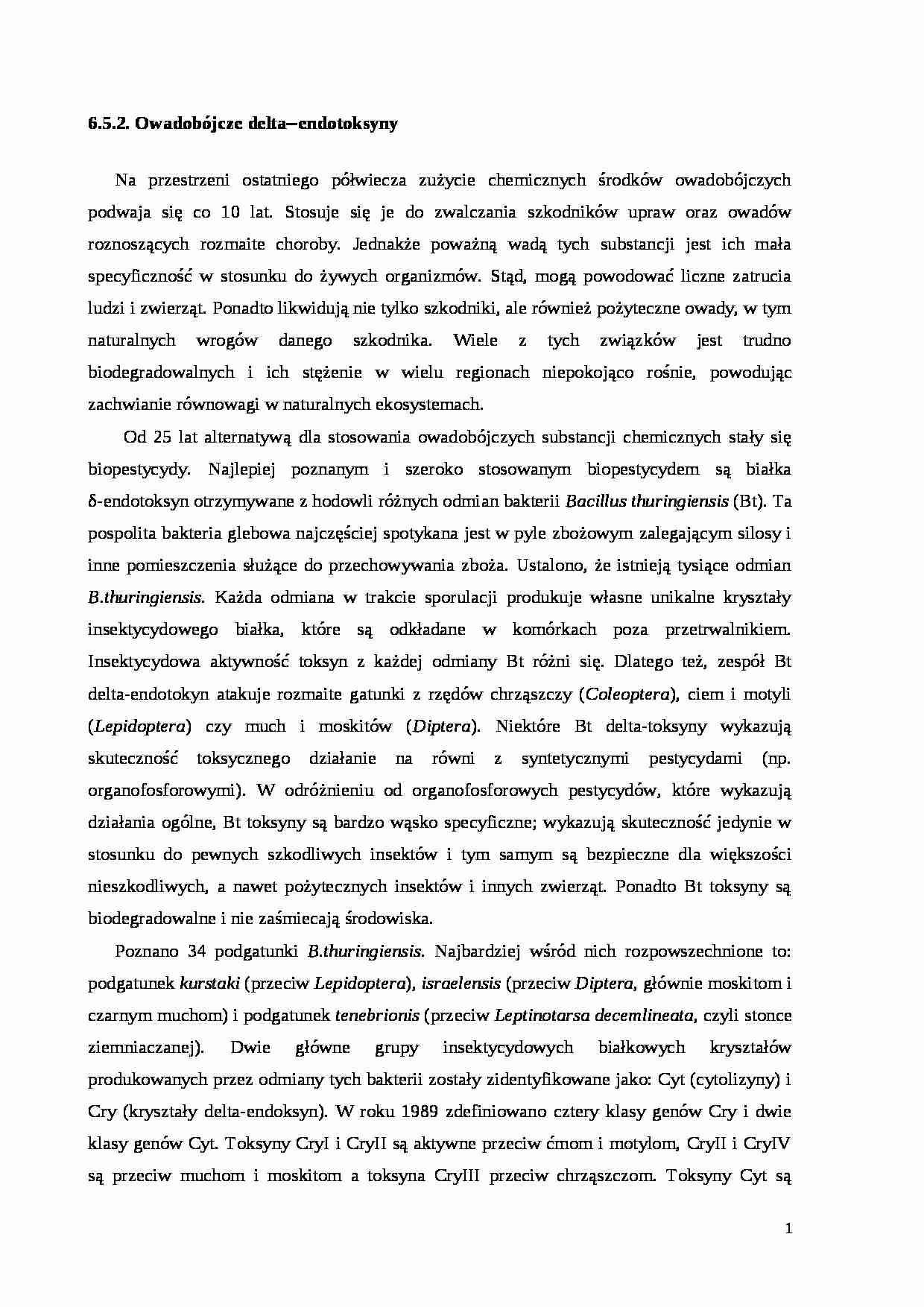 Biotechnologiczna rola bakterii Bacillus- opracowanie - strona 1