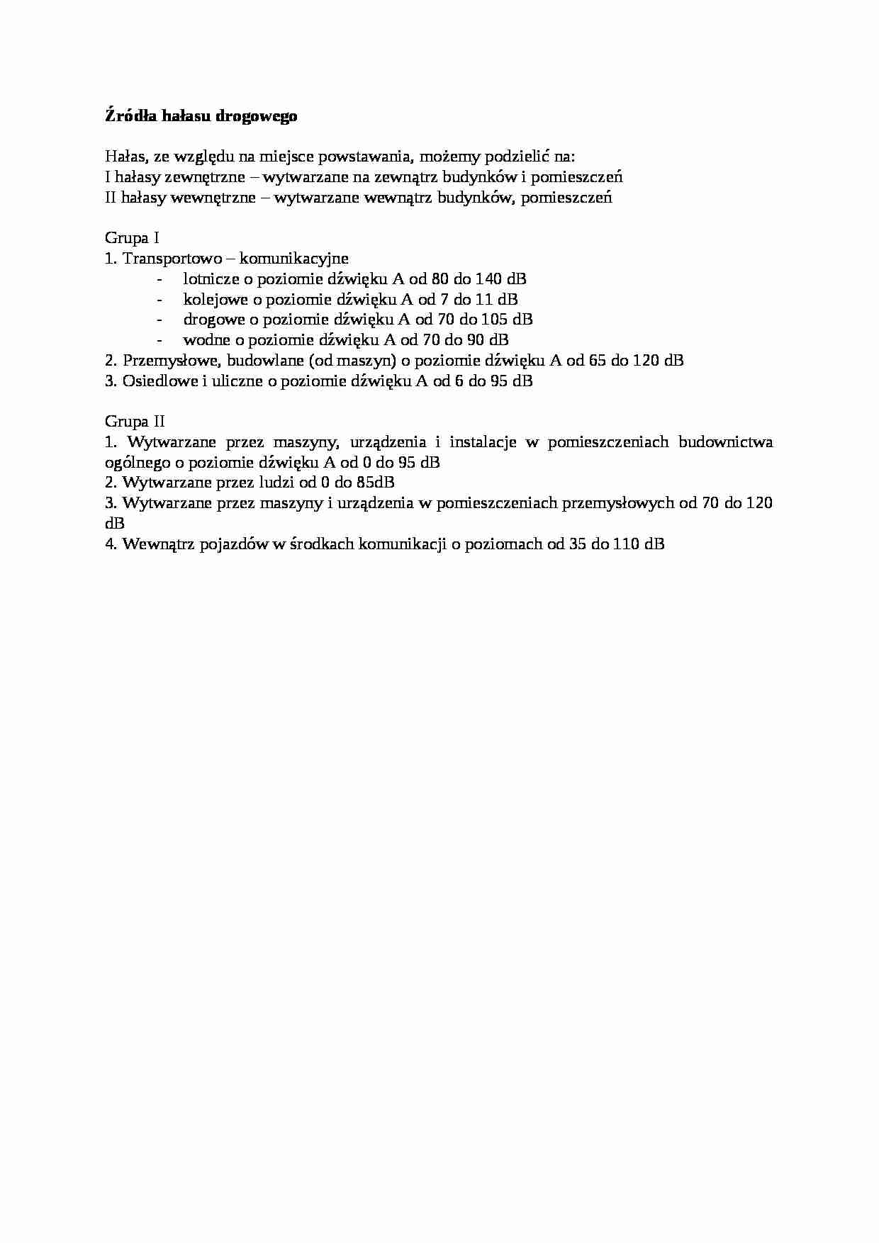 Źródła hałasu drogowego- opracowanie - strona 1