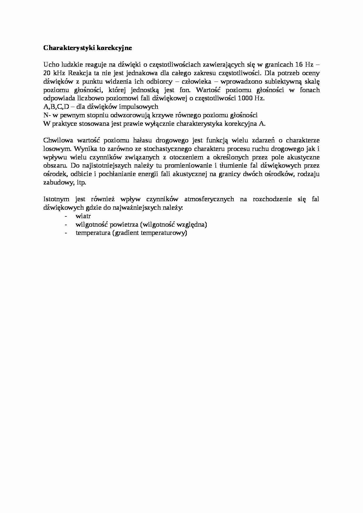 Charakterystyki korekcyjne- opracowanie - strona 1