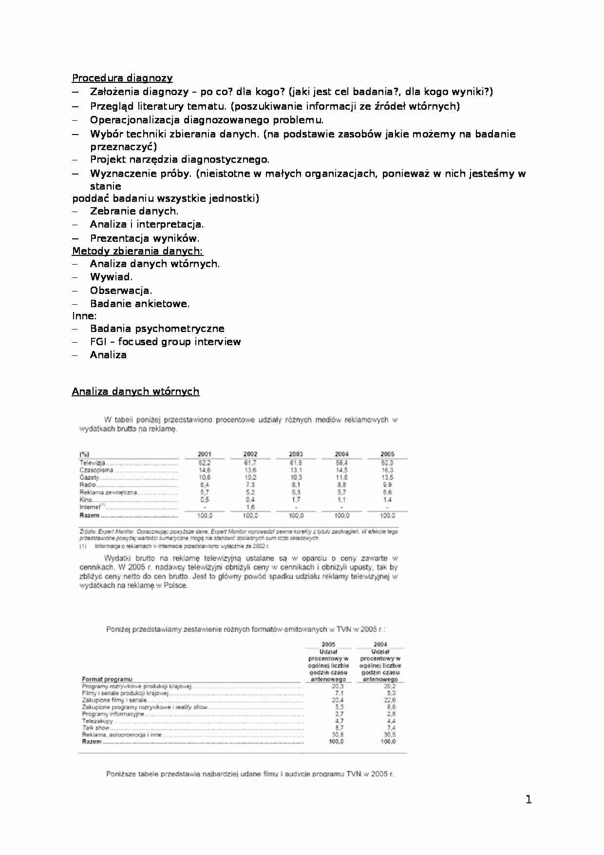 Procedura diagnozy- opracowanie - strona 1