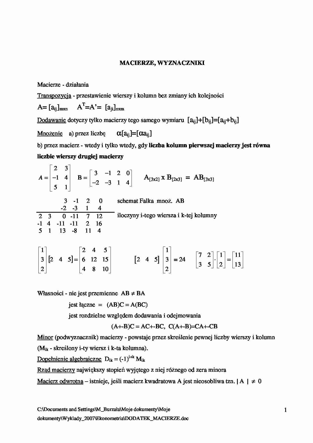Macierze- opracowanie - strona 1