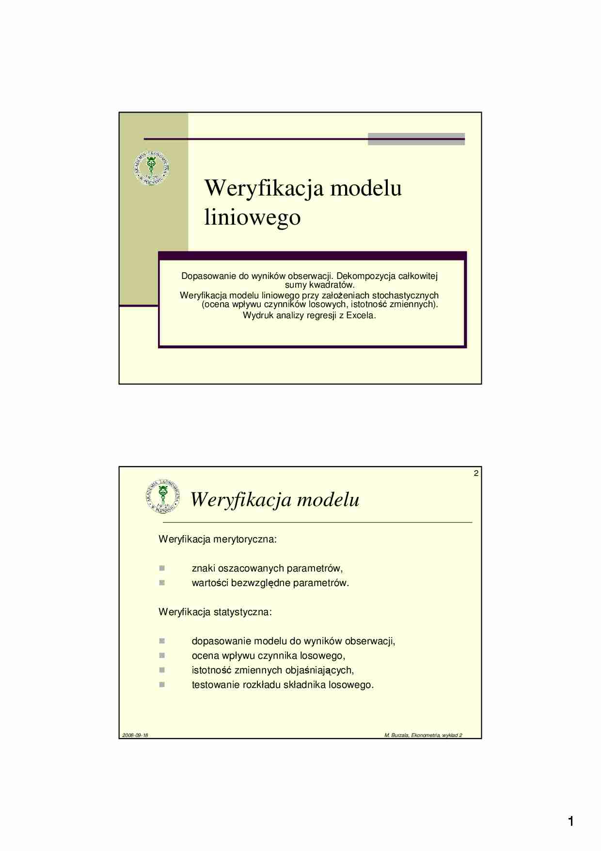 Ekonometria- wykład 2 - strona 1