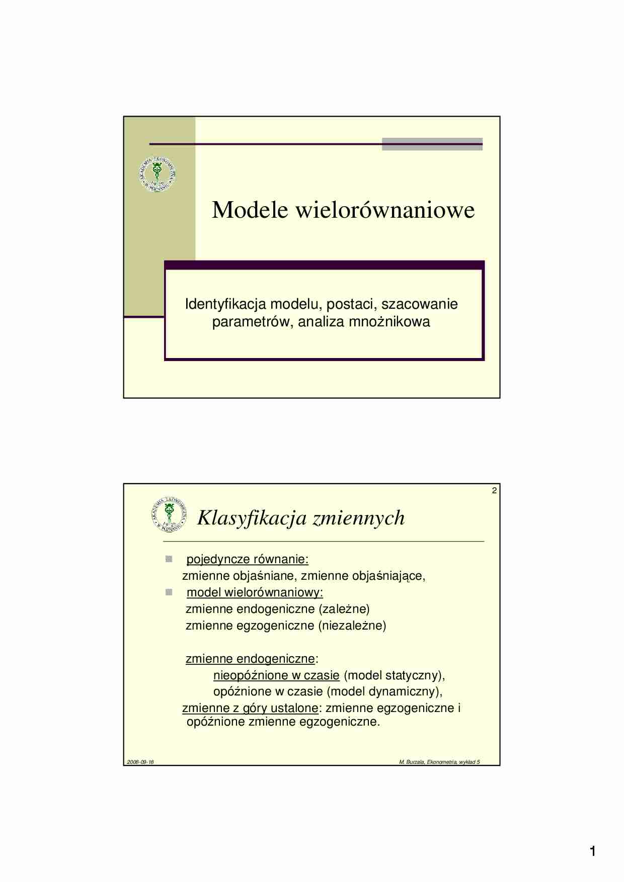 Ekonometria- wykład 6 - strona 1