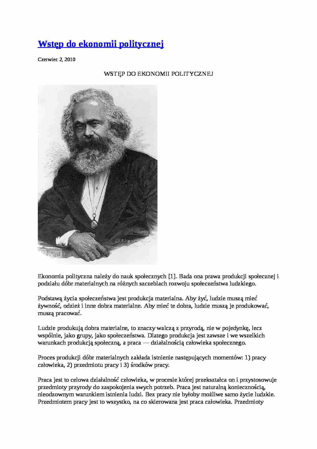 Ekonomia polityczana- wstęp - strona 1