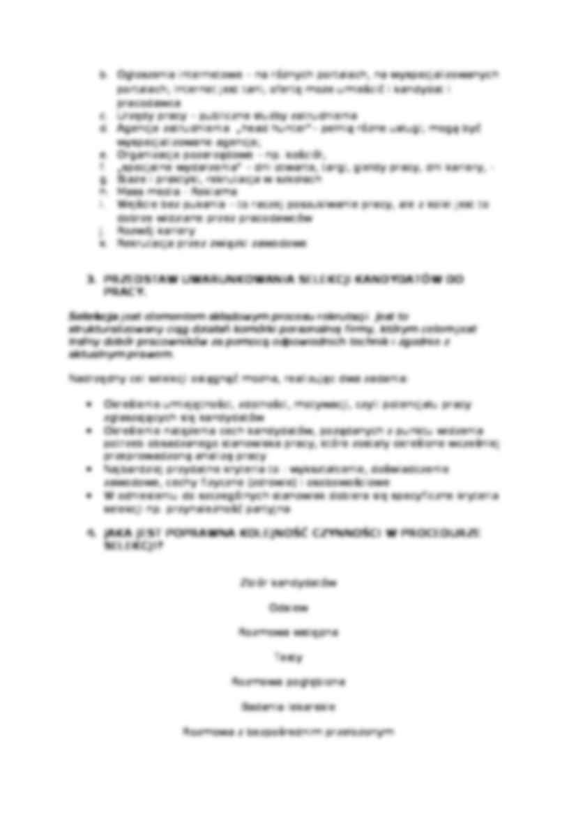 Zarządzanie zasobami ludzkimi - rekrutacja, derekrutacja, ocenianie i wynagradznie. wykłady dr Piechnik - Kurdziel - strona 2